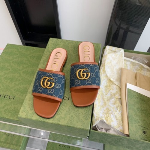 Gucci GG matelasse denim canvas slide sandal