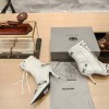 Balenciaga Cagole Buckled White Leather Boots