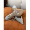JIMMY CHOO Silver Saeda 100 Hotfix Heels