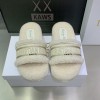 Dior Dway Wool Shearling Fur White Slippers