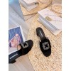Manolo Blahnik Black Marta Crystal Buckle Silk Heeled Sandals