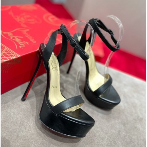 Louboutin black leather 12mm heels