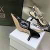 Dior Black Roses Motif Embroidered Slingback 6.5cm Heels