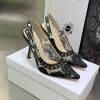 Dior Black Roses Motif Embroidered Slingback 10cm Heels