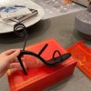 RENE Cleo embellished black leather sandals