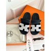 Hermes Chypre white/ black sandal