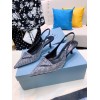Prada Crystal Embellished Satin Slingback Pump