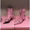 Balenciaga Cagole Buckled Pink Leather Boots