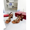 Valentino Garavani Roman Stud Brown Heeled Sandals 9cm