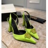 Versace La Medusa sling back green heels