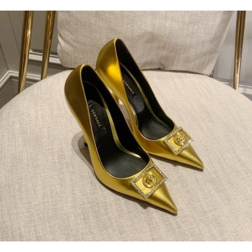 Versace Medusa gold pumps