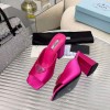 Prada Rose Pink High-Heeled Satin 8.5cm Slides