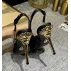 Versace Black Leather Safety-Pin Pointed Toe Slingback Heels
