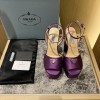 Prada purple satin platform heels