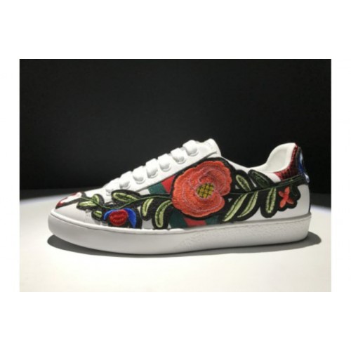 Gucci White Floral Ace Sneakers