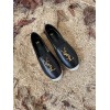 YSL black leather espadrilles flats