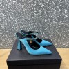 Versace Blue Crystal-Embellished Mule Heels