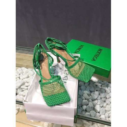 Bottega Veneta green fishnet green heels