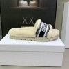 Dior Dway Wool Shearling Fur Black Slippers