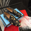 Gucci Jordaan embroidered leather Gucci loafer Black& white