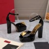 Valentino One Stud black patent leather platform heels