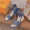 Louis Vuitton Blue Maia Wedge Sandals