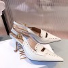 Dior pattern cut white heels