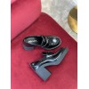 Prada high-heeled brushed chocolate leather loafers 85 mm