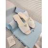 Prada White Saffiano leather slides