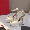 Valentino One Stud white patent leather platform heels