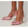 Manolo Blahnik Pink Satin slingback heels