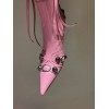 Balenciaga Cagole Buckled Pink Leather Boots