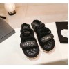 Chanel slippers black in raffia