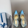 Mach blue velvet heel