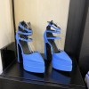 Versace ankle strap pumps blue heel