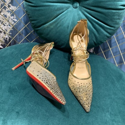 Christian Louboutin Beige Mesh Follies Strass heels