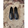 YSL black leather espadrilles flats