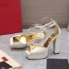 Valentino One Stud white patent leather platform heels