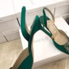 Manolo Blahnik Green Satin Heels
