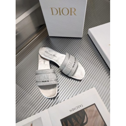 Dior silver slippers