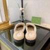 GUCCI white shearling-lined leather flat