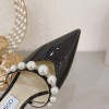 Jimmy Choo Patent Black Leather Pearl Aurelie 65