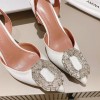 AMINA MUADDI Camelia Satin White 105 Sling Heel