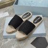Prada Black Espadrille Slides