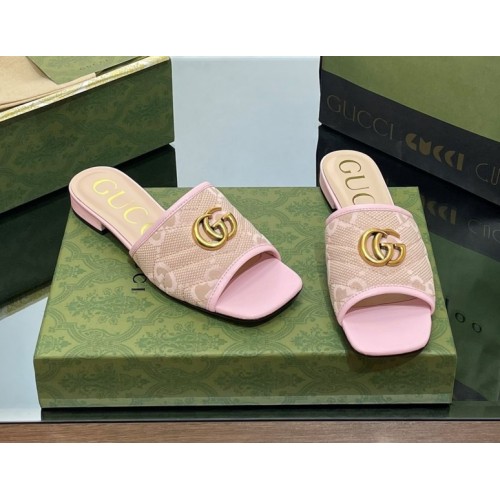 Gucci GG Pink Canvas Sandals