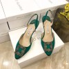 Manolo Blahnik Green Satin Heels