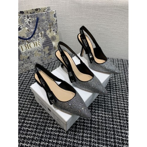 Dior J'Adior Slingback Silver Strass Heels ( 2cm/ 6.5cm/ 9cm)