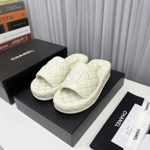 Chanel white mules slippers