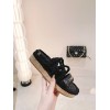 Chanel slippers black in raffia