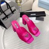 Prada Rose Pink High-Heeled Satin 8.5cm Slides